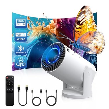 Geylnxng Wireless Mini Projector with WIFI 6 and Bluetooth 4K 1080P Support Portable Projector 180 Rotatable 17130 Screen Video Projector Compatible for Smartphone Laptop PCQ5 mate