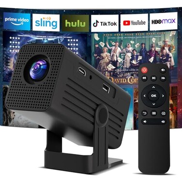 Polaring Mini Projector Portable Projector 4K Support Full HD 1080P Outdoor Movie Projector with WiFi6 and BluetoothAuto Focus with Builtin Apps ProyectorCompatible with HDMIUSBiOSAndroid