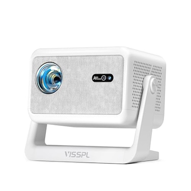 VISSPL Compatible with Netflix Auto focus Smart Projector with WiFi and Bluetooth Auto Focus Keystone Protable Mini Projector with Stand 4K Home Theater Projector