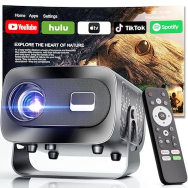 ZENTALITY Projector with WiFi and Bluetooth Electric Focus Vertical Keystone 1080P HD 4K Support Smart Projector with Builtin Streaming Apps Portable Projector for Outdoor Home Movie