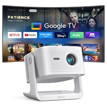 VOPLLS Official Licensed Google TV4K Smart Projector with WiFi and Bluetooth Outdoor Projectors with DolbyAuto Focus Portable Movie Phone Wireless Gaming Wifi Proyector for BedroomHomeCelling