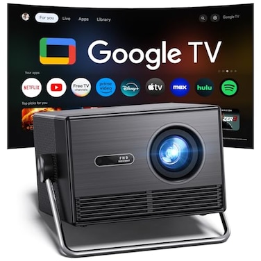 HAPPRUN 2000 ANSI Official Licensed Google TV Outdoor Projector 4K Full HD Smart Projector with Wifi and Bluetooth Auto Focus Dolby SoundBuiltin Apps Indoor Home Theater for PhoneTV StickPCPS5