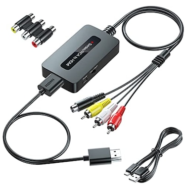 Sedytetoc RCA Svideo to HDMI Converter with HD CableRCA and Svideo Integrated CVBS Composite AV to HDMI Converter