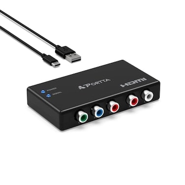 Portta Component to HDMI Converter YPbPr RGB RL Audio to HDMI v13 Converter Adapter Support 1080P 2 Channel LPCM for HDTV PS2 PS3 HDVD Player Wii Xbox
