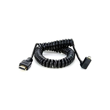 Atomos ATOMCAB013 LShaped Micro to Full HDMI Cable Curled 197 inches 50 cm 256 inches 65 cm Extension Compatible