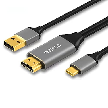 WJESOG HDMI to USB C Adapter Cable 66ft 4K60Hz with USB Power AdapterHDMI Male to Type C Male Converter Support Touch for New MacBook ProMac AirNreal Air VR