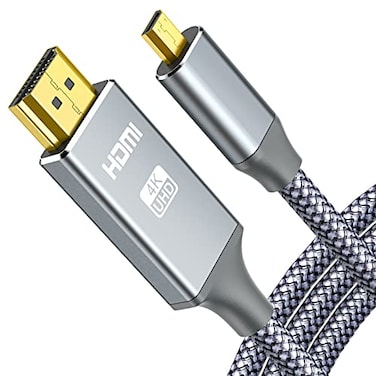 oldboytech 4K Micro HDMI to HDMI Male Cable Adapter 4K60Hz HDR Nylon Braid Cord for GoPro Hero Zfc RPi A6000 A6300 Camera Video Capture Card Grey 15FT