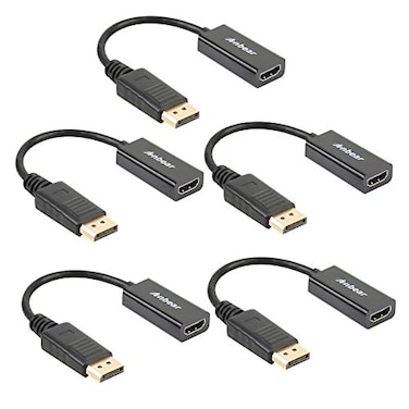 Anbear DisplayPort to HDMI Adapter Display Port to HDMI CableMale to Female for DisplayPort Enabled Desktops and Laptops Connect to HDMI Displays 5PACK