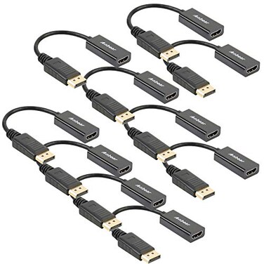 Anbear DisplayPort to HDMI Adapter Display Port to HDMI CableMale to Female for DisplayPort Enabled Desktops and Laptops Connect to HDMI Displays 10Pack DP