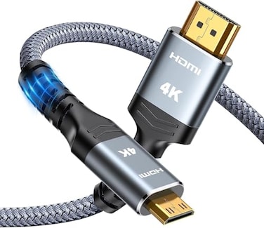 Highwings Mini HDMI to HDMI Cable 10FT 4K 60Hz High Speed HDMI to Mini HDMI Cable Male BiDirectional 20 Cord for HDTV Tablet Camera and Camcorder Aluminum Shell Nylon Braided