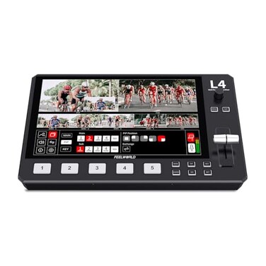 FEELWORLD L4 101 Inch Touch Screen Video Switcher 101 inch Touchscreen Realtime Preview 5 Input Sources PST PGM and Operation Interface