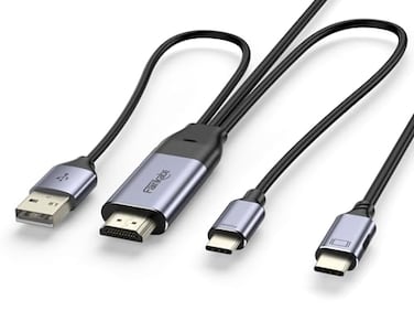 fairikabe HDMI to USB C Cable 82FT 4K60Hz HDMI Source and Power Supply to USB C Display Converter for hdmi to Studio Display Xbox PS5 Steam Deck Dock to Xreal Beam Rayneo AR Glasses Touchable Monitor