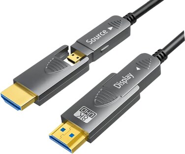 SkyeySnail 8K Fiber Optic HDMI Cable 49ft15m Micro HDMI to HDMI 21 Detachable Type AD 48Gbps Ultra Speed HDR 3D eARC in Wall CL2 CL3 Rated Slim and Flexible HMDI 27 Cable