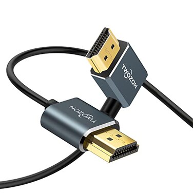 Twozoh Flexible HDMI to HDMI Cable Left Angled 90 10FT Ultra Thin and Slim HDMI Cord Support 3D4K60Hz