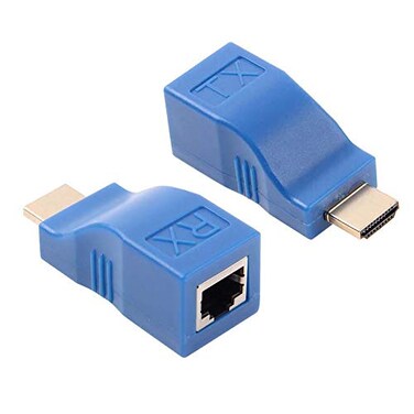 Greatstar HDMI ExtenderGEATSTAR 30M HDMI to RJ45 Network Cable Extender Converter Adapter Splitter Repeater by Cat 5e Cat 6 1080P for HDTV HDPC PS4 STB 4K 2K Blue