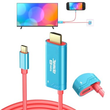 JEMDO Switch 2 Dock HDMI Cable4K144Hz 48GbpsUSB C to HDMI 21100W PD Play While Charging66 ftPortable Travel TV Adapter Compatible with Nintendo Switch 2Only Below V21002017OLED