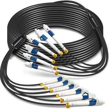 YUTIANHOME 30 Meters 6 Core Industrial TPU LC to LC Outdoor Armored Fiber Optic Cable OS2 Single Mode 6 Strands Fiber Patch Cable with LC Connectors 9125um OD5mm Direct Burial LCLC