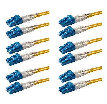 SpeedyFiberTX 6Pack 1 Meter LC to LC Fiber Patch Cable Corning SMF28 Singlemode 9125um Ultra Optical Fiber Duplex Yellow Riser OFNR Cable Jacket