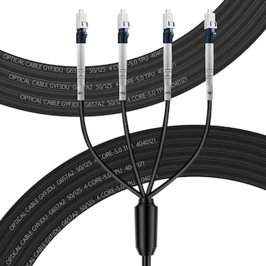 FLYPROFiber 4 Core Industrial TPU OS2 LC to LC Outdoor Armored Fiber Optic Cable OS2 4 Strands Single Mode Fiber Patch Cable Direct Burial 9125um OD5mm100m328ft