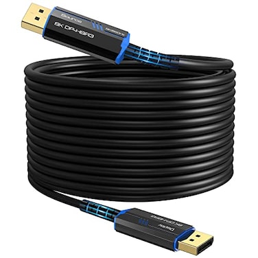 ecjtu 8K Long DP Fiber Optic Cable 33Feet10m 8K60Hz 4K144Hz 324Gbps Displayport 14 Cable Gold Plated Connector Slim and Flexible Cord Support HBR3 DSC 12 HDR10 3D Visual Effects VR Headset