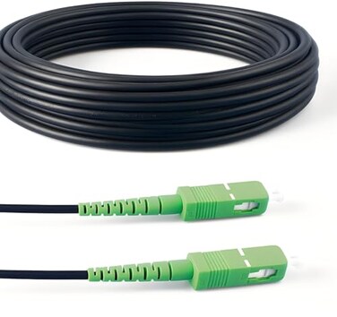 Elfcam 50m164ft Armored Fiber Optic Cable for Outdoor and Indoor SCA to SCA Simplex Singlemode Compatible with FTTH Cables 50 Meters