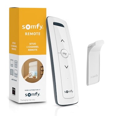 Somfy Remote Situo 1 Pure 74300 RTS Single Channel Remote Control for 1 Motorized Shade or Group RTS Only Not ZigbeeWiFiZWave Includes Wall Holder Elegant White