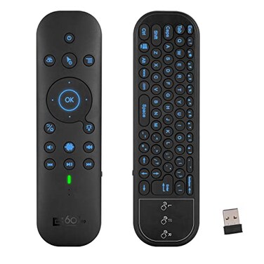 Dupad story Bluetooth Voice Remote with Keyboard Air Mouse Backlit Rechargeable 24G WiFiBT50 Dual Mode IR Learning Compatible with Nvidia Shield PC Projector Android TV Box HTPCG60S Pro
