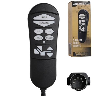 Aituzero ZKAD5 5 Pin Lift Chair Remote Only Fit for 2 Motors Golden and Ultra Comfort Chairs with 11 ButtonInclude SIT or Home Not Twilight Remote Recliner Hand Control Part 5Years Free Replacement