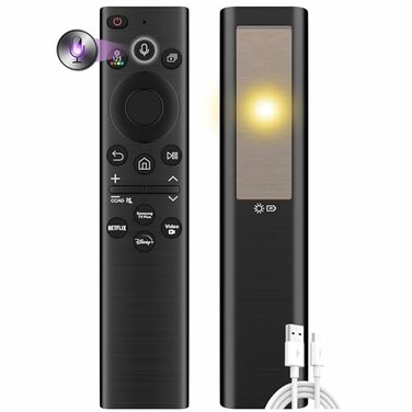 B BraiNice Replacement for Samsung Smart TV Remote Control Rechargeable Samsung Solar TV Remote 20262019 Universal Fast Charging Solarcell Free USB C Cable Voice Bluetooth