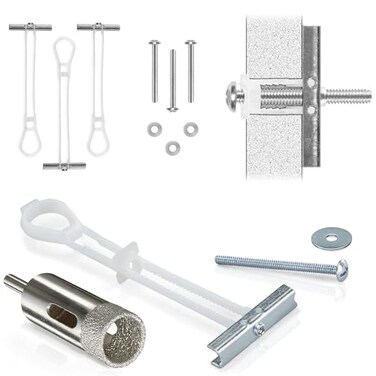 CondoMounts MSK9002 Tiled Wall TV Mounting Kit Granite Marble NO Stud Wall Grab Bar Home Accessories Mount Holds 90lbs Includes 4 Elephant Anchor Set 1Diamond Drill Bit