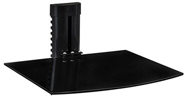 Mount-It! MountIt Floating TV Shelf Wall Mounted Shelf for Receiver Cable Box PlayStation Xbox DVD Player Projector and AV Components 176 Lbs Capacity 1 Shelf Tinted Tempered Glass Black