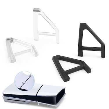 YWLRONG 4Pcs for PS5 Slim Stand Console Bracket Holder Flat Base Horizontal Stand Compatible with Sony PlayStation 5 Slim Disc Edition AccessoriesTransparentBlack