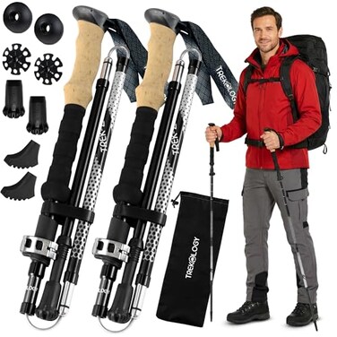 TREKOLOGY TrekZ Collapsible Hiking Trekking Poles Balance Support for Seniors Women and Men 2pc Per Set