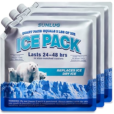 SUNLUG Cooler Ice Packs Reusable Ice Packs for Coolers Long Lasting Freezer Packs for Cooler Bag Lunch Bags Cooler Backpacks 3 Pack