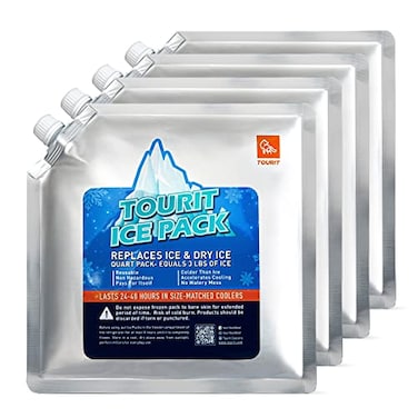 TOURIT Reusable Ice Pack for Coolers 4 Pack Long Lasting Ice Packs for Cooler Bag Lunch BagsBoxes Freezer Packs for Coolers