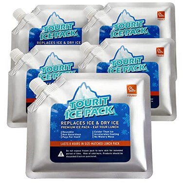 TOURIT Reusable Ice Packs for Lunch BoxesBags 5 Pack Long Lasting Freezer Packs for Coolers Backpacks