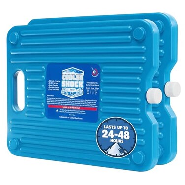 Cooler Shock Ice Packs for Cooler 2 Reusable Long Lasting Cold Freezer Packs for Coolers Lunch Bags Totes to Keep Food Fresh Clear