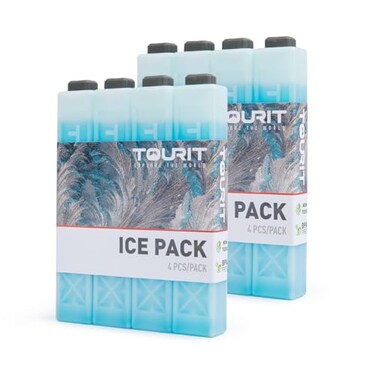 TOURIT Ice Packs for Coolers 8 Pack Reusable Long Lasting Freezer Packs for Lunch BagsBoxes Cooler Backpack Camping Beach Picnics Fishing and More Blue