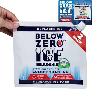 Below Zero Medium Reusable Ice Packs for Coolers Long Lasting Cooler Ice Pack Blocks LeakProof Freezer Packs for Camping Lunch Boxes Travel Medium 10x9 2Pack