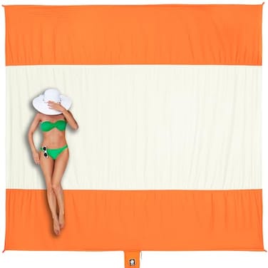 WEKAPO Beach Blanket Sandproof Waterproof Extra Large Beach Mat Oversized Compact Sand Free Quick Drying Beach Essentials for Vacation Cruise Picnic Camping with Stakes Orange 9x10 FT