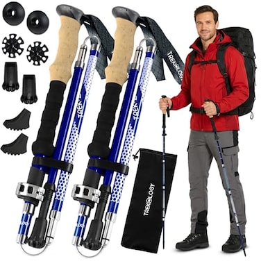 TREKOLOGY TrekZ Collapsible Hiking Trekking Poles Balance Support for Seniors Women and Men 2pc Per Set