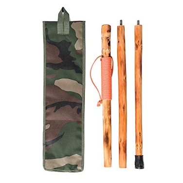 FOREST PILOT 3 Pieces Detachable Fir Wood Walking Stick Wolf Carving with a CompassNature Color 55 Inches 1 Piece