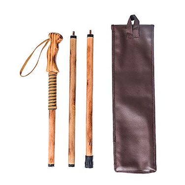 FOREST PILOT 3pc Detachable Hardwood Walking Stick Pine Handle with Compass Nature Color 55 Inches 1 Piece