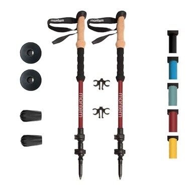 Montem Ultra Light 100 Carbon Fiber Trekking Walking and Hiking Poles One Pair 2 Poles Ultra Light Quick Locking Foldable WeatherResistant and Ultra Durable