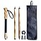 FOREST PILOT Trekking Pole 1pc Pack Adjustable Hiking or Walking Stick Strong Natural Beech Wood Quick Adjust FlipLock Beech Wood Grip Leather Strap Black