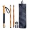FOREST PILOT Trekking Pole 1pc Pack Adjustable Hiking or Walking Stick Strong Natural Beech Wood Quick Adjust FlipLock Beech Wood Grip Leather Strap Black