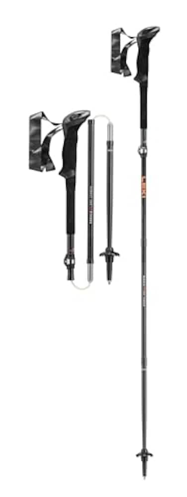 LEKI Makalu FXOne Carbon Adjustable Lightweight Walking Poles for Trekking Hiking BlackNaturalcarbonOrange 115 cm