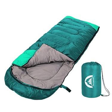 SWTMERRY Sleeping Bag 3 Seasons Summer Spring Fall Warm Cool Weather LightweightWaterproof Indoor Outdoor Use for Kids Teens Adults for Camping Hiking Backpacking Emerald Green
