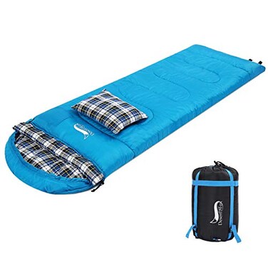 DESERTFOX DESERT FOX Cotton Flannel Sleeping Bags Attach Pillow 4 Season Warm Cold Weather Envelope Compression Sack Lightweight Portable Sleeping Bag for Outdoor Camping Hiking Traveling