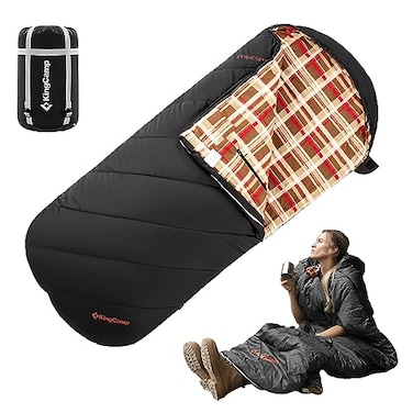 KingCamp Wearable Sleeping Bag for Adults Cold Weather Warm Extra Wide Big Tall XL Portable Waterproof Flannel Sleeping Bags Essentials Gear Accessories for Camping Backpacking Hiking